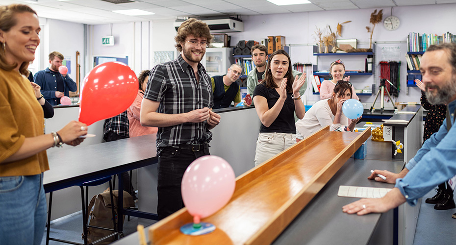 PGCE students learning with balloons